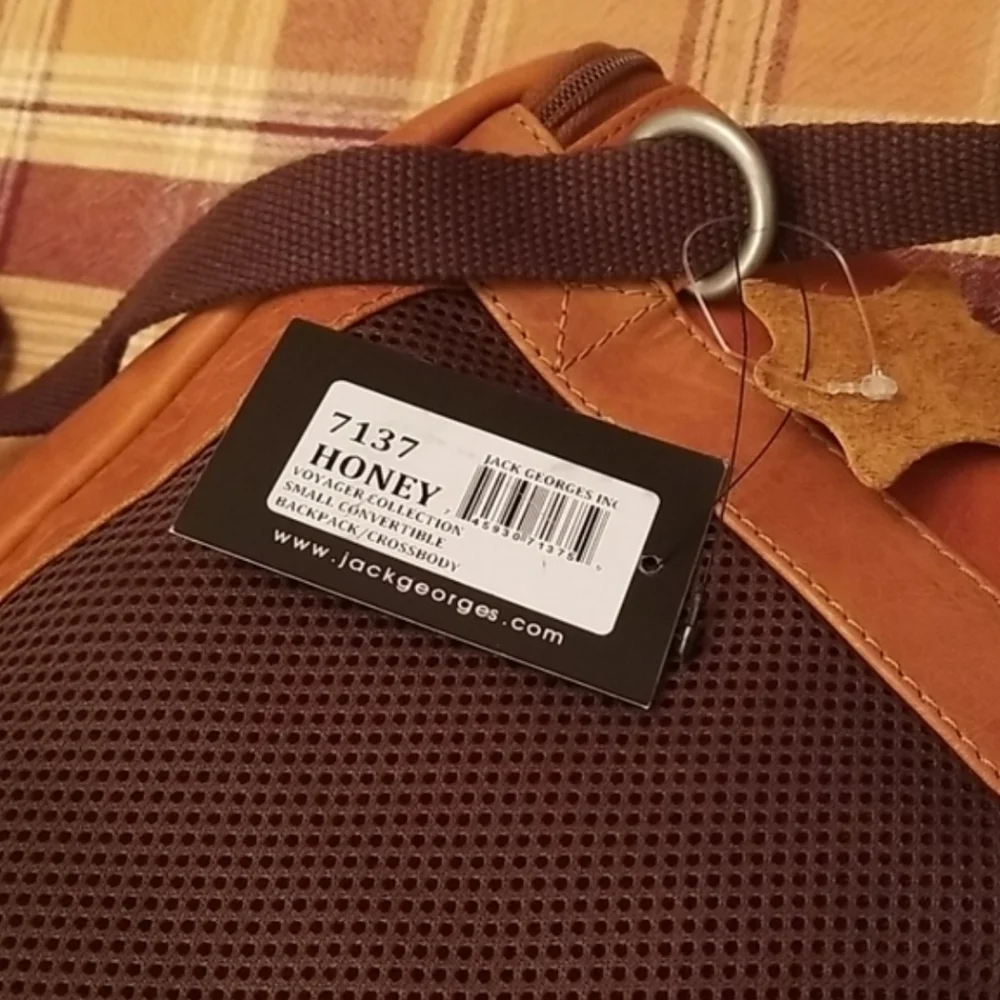 Jack Georges convertable backpack,buffalo leather, Honey